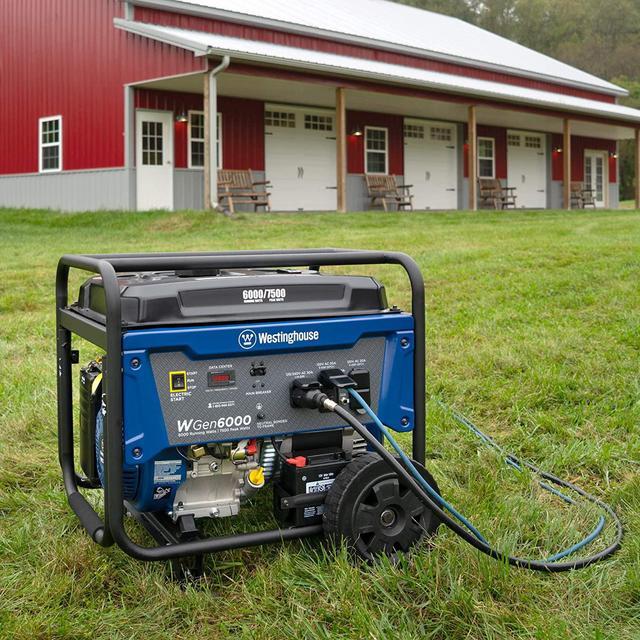 Alt view image 2 of 7 - WGen6000 Home Backup Portable Generator, 7500 Peak Watts & 6000 Rated Watts, Transfer Switch Ready 30A Outlet, Gas Powered, CARB Compliant