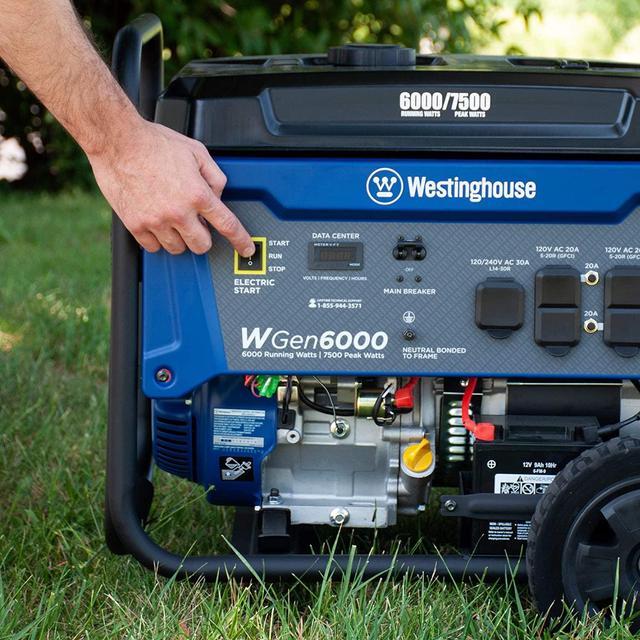 Alt view image 3 of 7 - WGen6000 Home Backup Portable Generator, 7500 Peak Watts & 6000 Rated Watts, Transfer Switch Ready 30A Outlet, Gas Powered, CARB Compliant