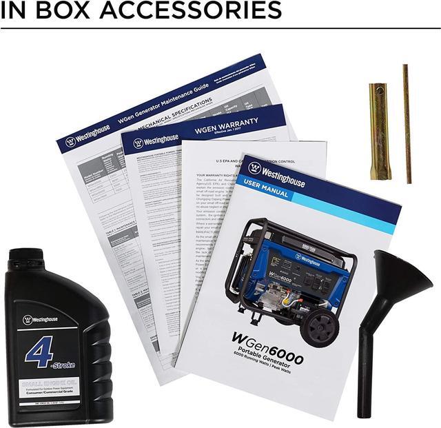 Alt view image 7 of 7 - WGen6000 Home Backup Portable Generator, 7500 Peak Watts & 6000 Rated Watts, Transfer Switch Ready 30A Outlet, Gas Powered, CARB Compliant