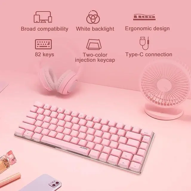 Gaming Keyboard Mouse Combo Wired White Led Backlit 82 Keys Ergonomic ...
