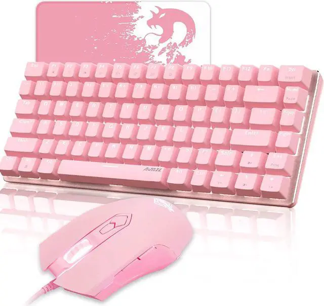 Gaming Keyboard Mouse Combo Wired White Led Backlit 82 Keys Ergonomic ...