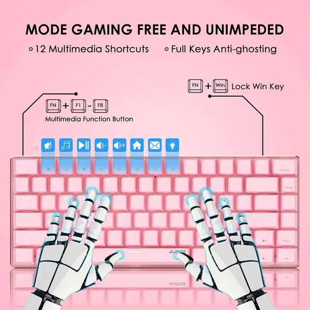 Gaming Keyboard Mouse Combo Wired White Led Backlit 82 Keys Ergonomic ...
