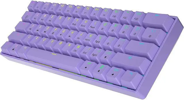 Alt view image 3 of 6 - GK61 Mechanical Gaming Keyboard - 61 Keys Multi Color RGB Illuminated LED Backlit Wired Programmable for PC/Mac Gamer (Gateron Optical Blue, Lavender)