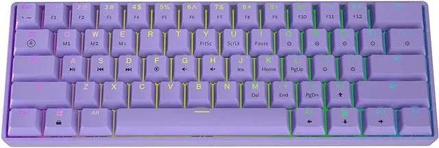 Alt view image 4 of 6 - GK61 Mechanical Gaming Keyboard - 61 Keys Multi Color RGB Illuminated LED Backlit Wired Programmable for PC/Mac Gamer (Gateron Optical Blue, Lavender)