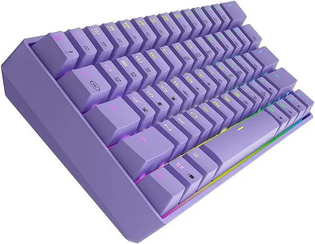 Alt view image 6 of 6 - GK61 Mechanical Gaming Keyboard - 61 Keys Multi Color RGB Illuminated LED Backlit Wired Programmable for PC/Mac Gamer (Gateron Optical Blue, Lavender)