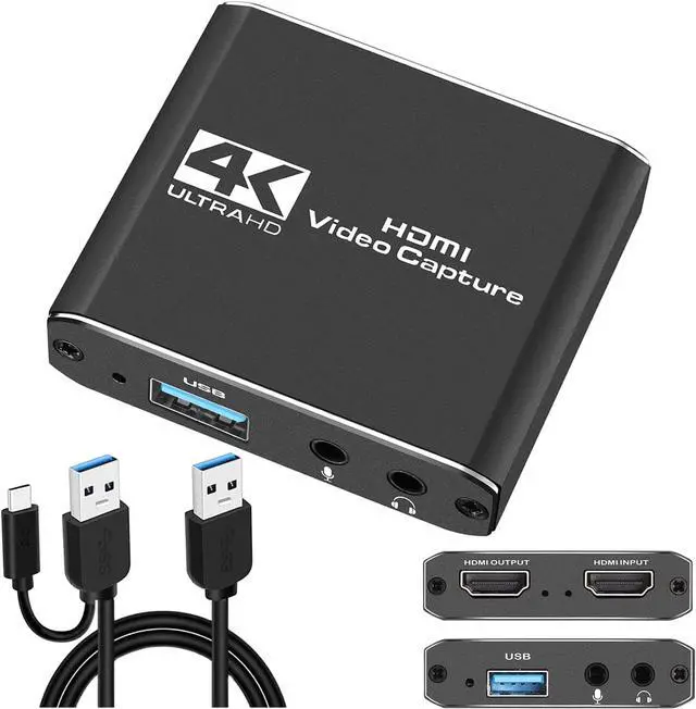 Main image of Capture Card, HDMI Audio Video Capture Card, 1080P 60FPS Video Recorder Capture Device Converter with Mic Input & Audio Output and 4K HD Loop-Out Work with Nintendo Switch/PS4/DSLR/OBS