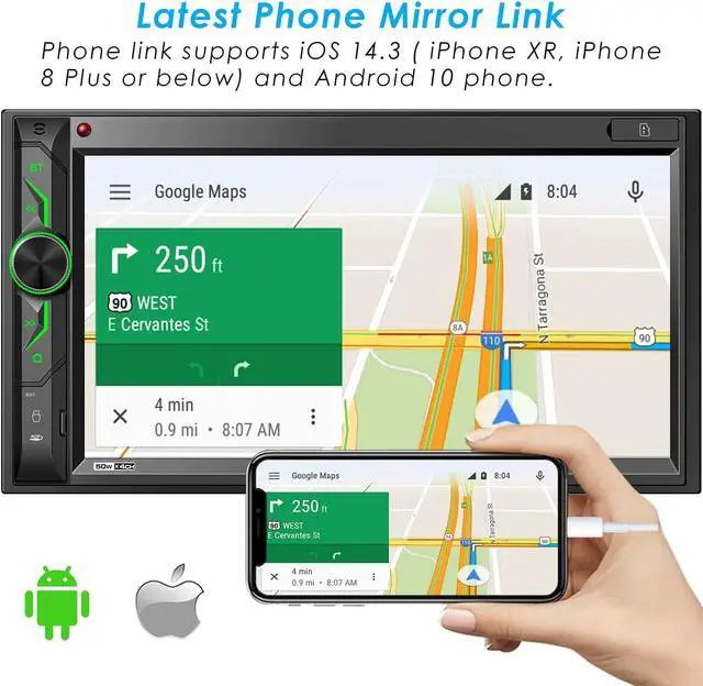 Alt view image 2 of 7 - Double Din Car Multimedia System: 7 Inch HD Touchscreen Car Stereo Receiver Bluetooth Car Radio MP5 Player with Mirror Link | Rear View Camera | MP3 | AM/FM | USB/SD/AUX | Steering Wheel Control