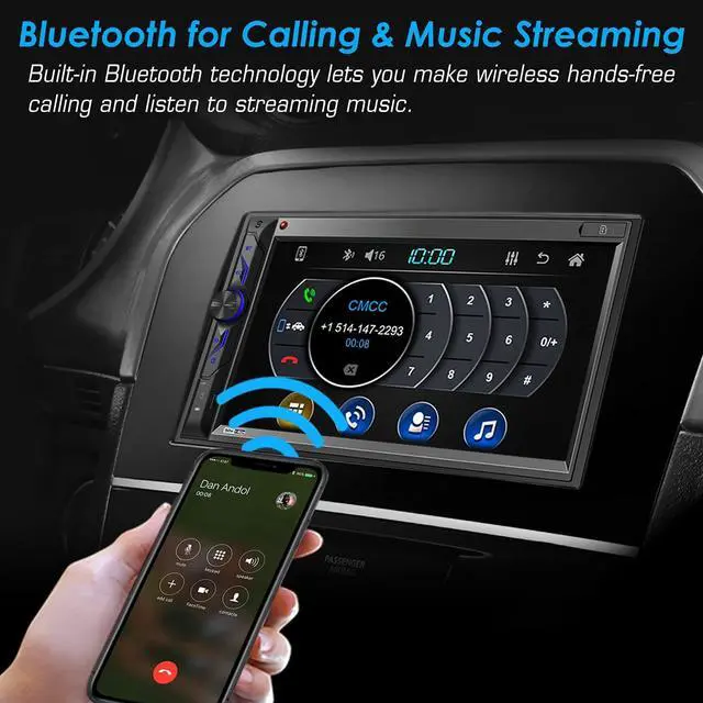 Alt view image 3 of 7 - Double Din Car Multimedia System: 7 Inch HD Touchscreen Car Stereo Receiver Bluetooth Car Radio MP5 Player with Mirror Link | Rear View Camera | MP3 | AM/FM | USB/SD/AUX | Steering Wheel Control