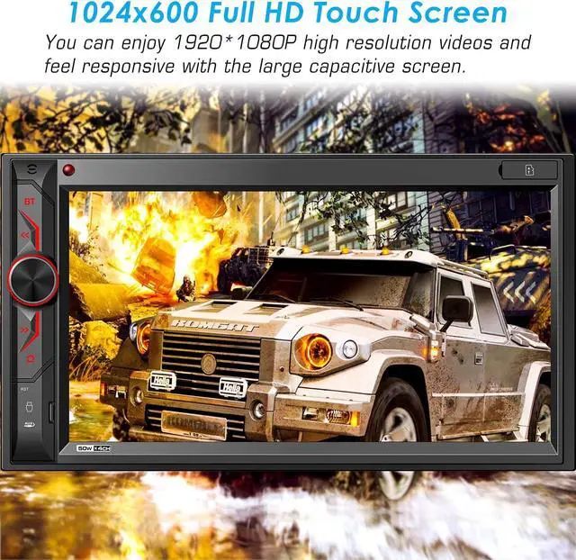 Alt view image 5 of 7 - Double Din Car Multimedia System: 7 Inch HD Touchscreen Car Stereo Receiver Bluetooth Car Radio MP5 Player with Mirror Link | Rear View Camera | MP3 | AM/FM | USB/SD/AUX | Steering Wheel Control