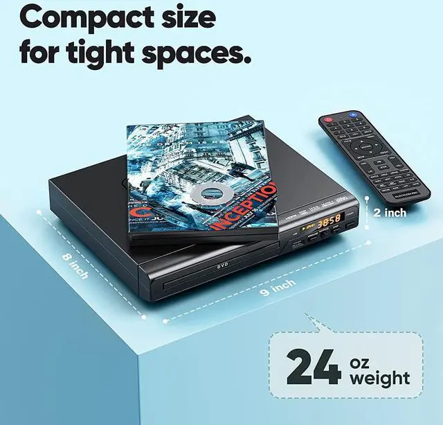 Alt view image 6 of 7 - HD DVD Players, DVD Players for TV, CD Players for Home, HDMI and RCA Cable Included, Up-Convert to HD 1080p, Multi Region, Breakpoint Memory, Built-in PAL/NTSC, USB 2.0