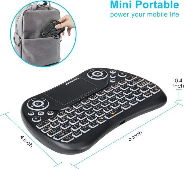 Alt view image 5 of 7 - (Newest Version) Mini Wireless Keyboard with Touchpad QWERTY Keypad,Backlit USB Keyboard Mini,Handheld Keyboard Remote Controller for Android TV Box,Smart TV,HTPC,PC,Notebooks.