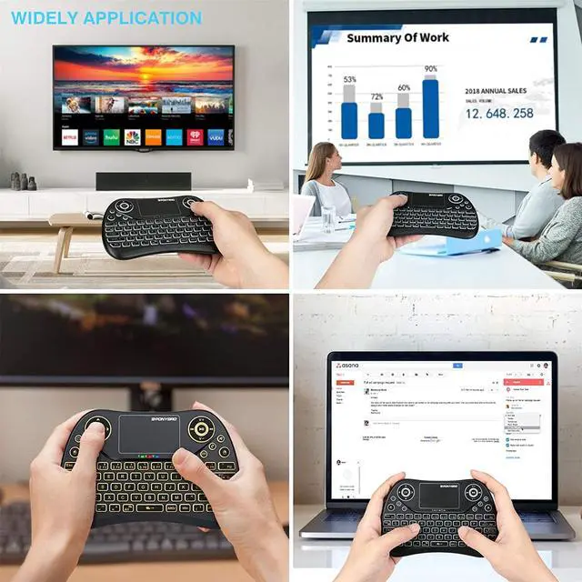 Alt view image 6 of 7 - (Newest Version) Mini Wireless Keyboard with Touchpad QWERTY Keypad,Backlit USB Keyboard Mini,Handheld Keyboard Remote Controller for Android TV Box,Smart TV,HTPC,PC,Notebooks.