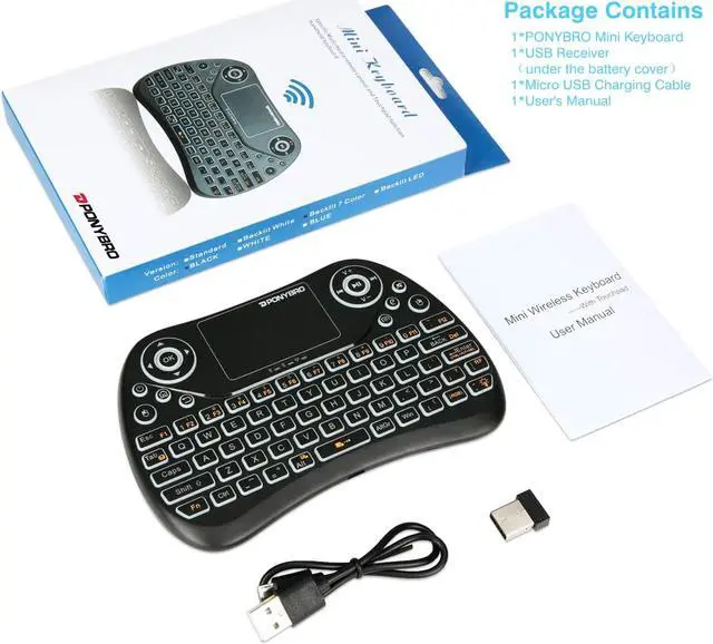 Alt view image 7 of 7 - (Newest Version) Mini Wireless Keyboard with Touchpad QWERTY Keypad,Backlit USB Keyboard Mini,Handheld Keyboard Remote Controller for Android TV Box,Smart TV,HTPC,PC,Notebooks.
