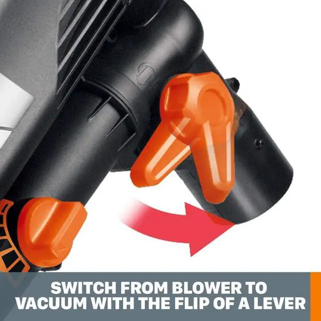 Alt view image 5 of 7 - WORX WG505 3-in-1 Blower/Mulcher/Vacuum, 9" x 15" x 20", Orange and Black