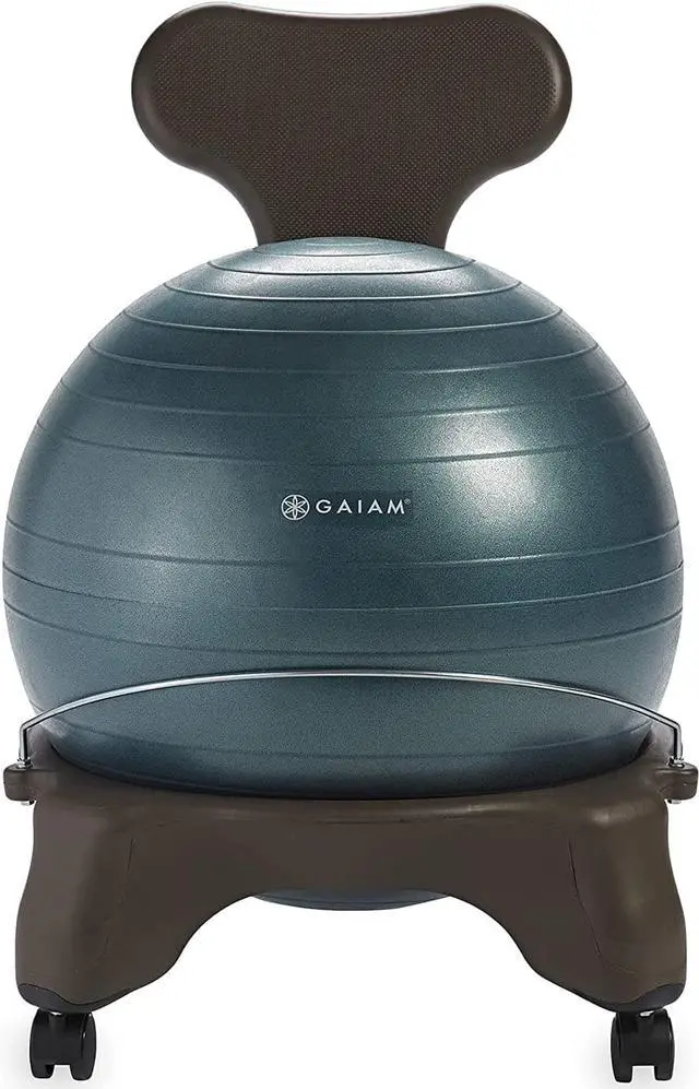 Alt view image 4 of 7 - Classic Balance Ball Chair  Exercise Stability Yoga Ball Premium Ergonomic Chair for Home and Office Desk with Air Pump, Exercise Guide and Satisfaction Guarantee