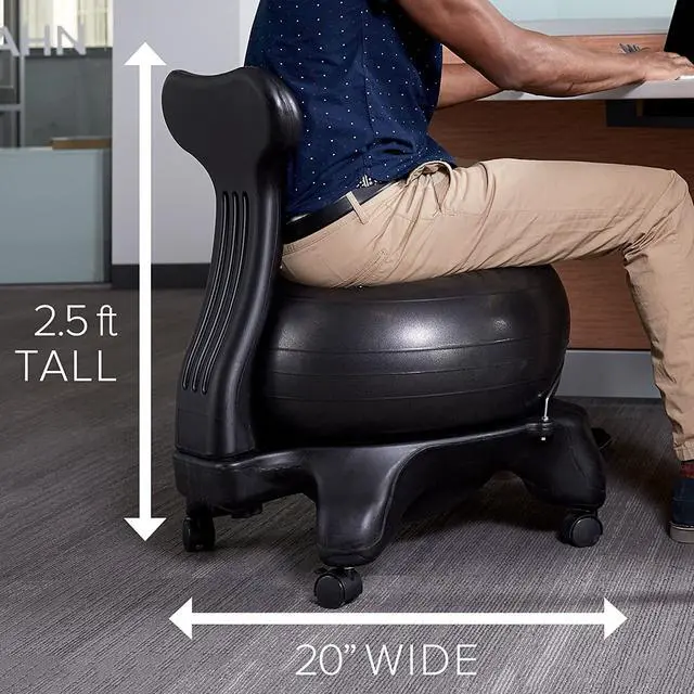 Alt view image 2 of 7 - Classic Balance Ball Chair  Exercise Stability Yoga Ball Premium Ergonomic Chair for Home and Office Desk with Air Pump, Exercise Guide and Satisfaction Guarantee
