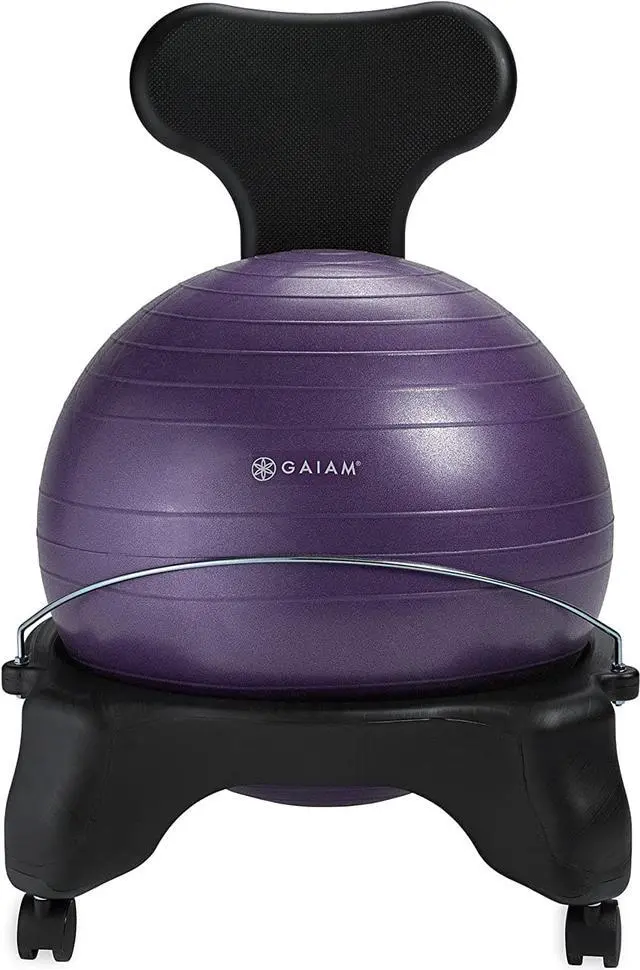 Alt view image 7 of 7 - Classic Balance Ball Chair  Exercise Stability Yoga Ball Premium Ergonomic Chair for Home and Office Desk with Air Pump, Exercise Guide and Satisfaction Guarantee