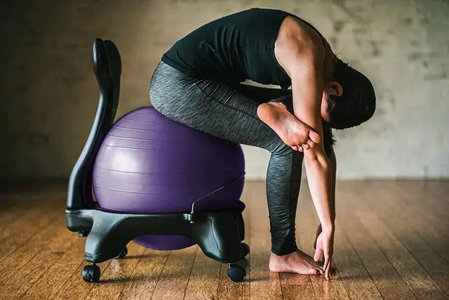 Alt view image 6 of 7 - Classic Balance Ball Chair  Exercise Stability Yoga Ball Premium Ergonomic Chair for Home and Office Desk with Air Pump, Exercise Guide and Satisfaction Guarantee