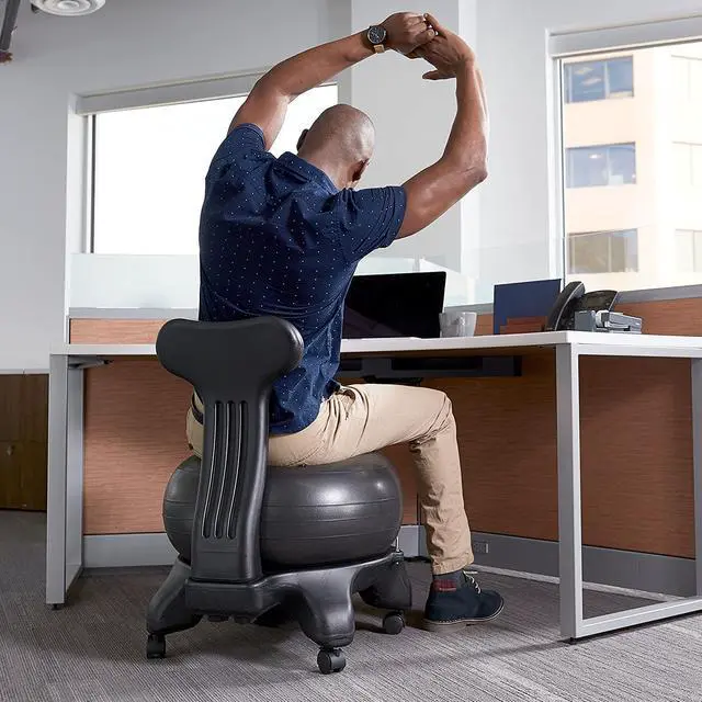 Alt view image 7 of 7 - Classic Balance Ball Chair  Exercise Stability Yoga Ball Premium Ergonomic Chair for Home and Office Desk with Air Pump, Exercise Guide and Satisfaction Guarantee