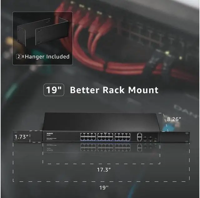 Alt view image 4 of 6 - 28-Port Gigabit PoE Switch with 24 x PoE 400W, 2 x Uplink Gigabit Ports, 2 x 1G SFP Slots, Rackmount or Desktop, PoE Recovery, Plug and Play, Fan Design,VLAN, 802.3 Af/at, Unmanaged (SG528P)