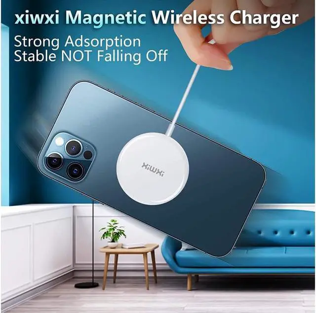 Alt view image 2 of 7 - Magnetic Wireless Charger for Magsafe Charger, 15W Max Fast Wireless Charging Pad with USB C Port Only Compatible with iPhone 12/12 mini/12 Pro/12 Pro Max (White)