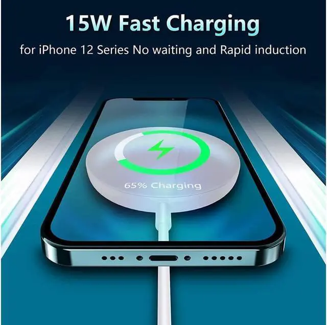 Alt view image 4 of 7 - Magnetic Wireless Charger for Magsafe Charger, 15W Max Fast Wireless Charging Pad with USB C Port Only Compatible with iPhone 12/12 mini/12 Pro/12 Pro Max (White)