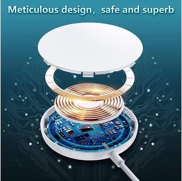 Alt view image 6 of 7 - Magnetic Wireless Charger for Magsafe Charger, 15W Max Fast Wireless Charging Pad with USB C Port Only Compatible with iPhone 12/12 mini/12 Pro/12 Pro Max (White)