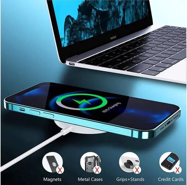 Alt view image 7 of 7 - Magnetic Wireless Charger for Magsafe Charger, 15W Max Fast Wireless Charging Pad with USB C Port Only Compatible with iPhone 12/12 mini/12 Pro/12 Pro Max (White)
