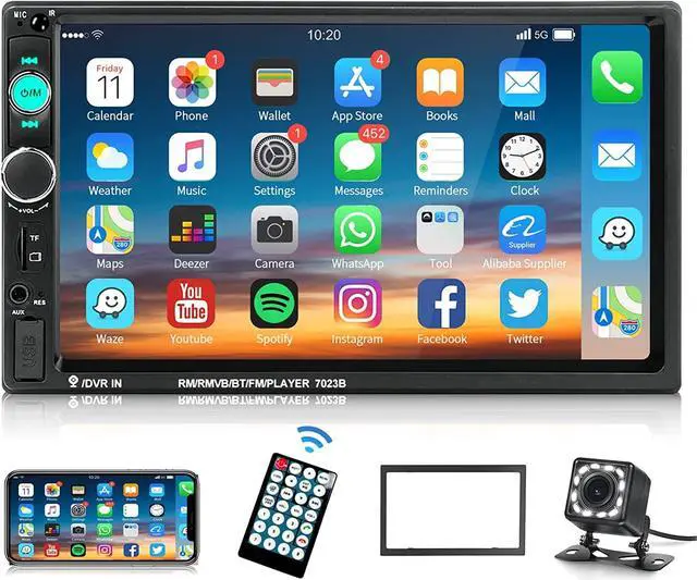 Main image of Car Stereo 2 Din Car Radio 7 Inch MP5 Player with HD Touch Screen Digital Display Bluetooth Multimedia support USB SD Aux-in Double Din Autoradio Mobile Phone Interconnection with Backup Camera