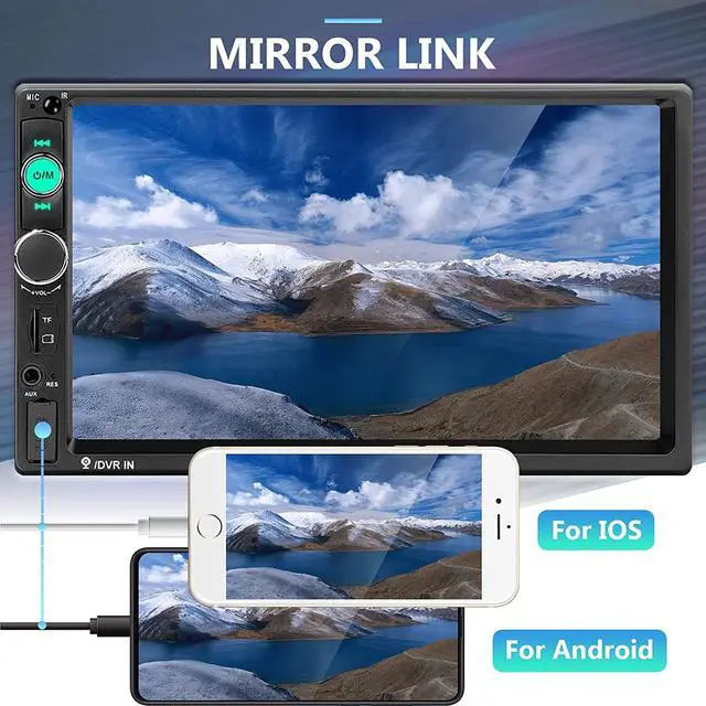 Alt view image 3 of 7 - Car Stereo 2 Din Car Radio 7 Inch MP5 Player with HD Touch Screen Digital Display Bluetooth Multimedia support USB SD Aux-in Double Din Autoradio Mobile Phone Interconnection with Backup Camera