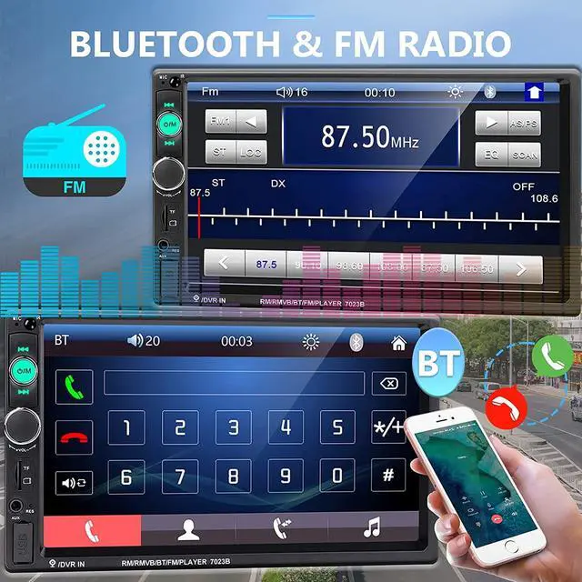 Alt view image 2 of 7 - Car Stereo 2 Din Car Radio 7 Inch MP5 Player with HD Touch Screen Digital Display Bluetooth Multimedia support USB SD Aux-in Double Din Autoradio Mobile Phone Interconnection with Backup Camera