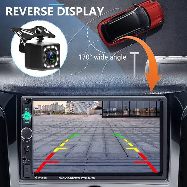 Alt view image 4 of 7 - Car Stereo 2 Din Car Radio 7 Inch MP5 Player with HD Touch Screen Digital Display Bluetooth Multimedia support USB SD Aux-in Double Din Autoradio Mobile Phone Interconnection with Backup Camera