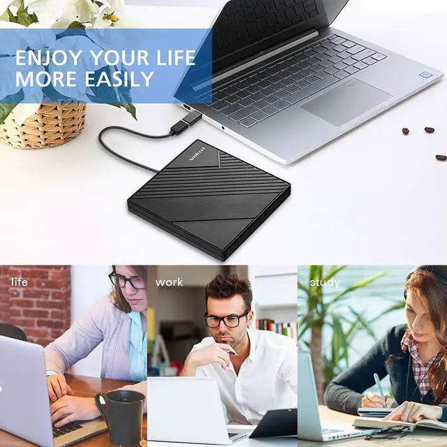 Alt view image 7 of 7 - External DVD Drive USB 3.0 USB C CD Burner Amicool CD/DVD +/-RW Optical Drive,Slim Portable DVD CD ROM Rewriter Writer Duplicator for Laptop Desktop PC Windows 10/8/7 MacBook Mac Linux OS Apple