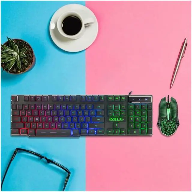 Alt view image 6 of 6 - New MK-680 Wired Gaming Keyboard and Mouse Combo, Ergonomic Design USB Color Backlight Rainbow Keyboard and Mouse Set for Laptop PC