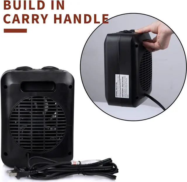 Alt view image 5 of 7 - Portable Electric Space Heater 1500W/750W, Ceramic Room Heater with Tip-Over and Overheat Protection, Heat up 200 Square Feet in Seconds, Safe and Quiet for Office Home Room Desk Indoor Use, Black