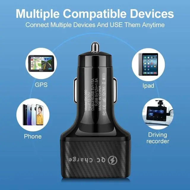 Alt view image 7 of 7 - 6-Port USB Car Charger, QC3.0 Fast Charging 6 USB Car Charger Adapter Smart Shunt Car Phone Charger with Light, Suitable for iPhone & Android,Samsung Galaxy S10 S9 Plus