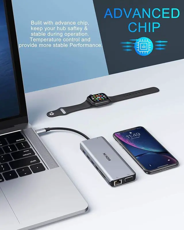 Alt view image 7 of 7 - USB C Docking Station Dual Monitor, 14 in 1 USB-C Laptop Docking Station USB Type C Hub Multiport Adapter Dongle with 2 HDMI VGA 5 USB SD/TF Audio for Dell/Surface/HP/Lenovo Laptops