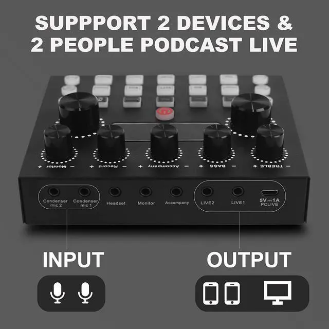 Alt view image 6 of 7 - Podcast Equipment Bundle,Audio Interface with All-In-One DJ Mixer and Studio Broadcast Microphone, Perfect for Recording,Live Streaming,Gaming,Compatible with PC,Smartphone,Play Station