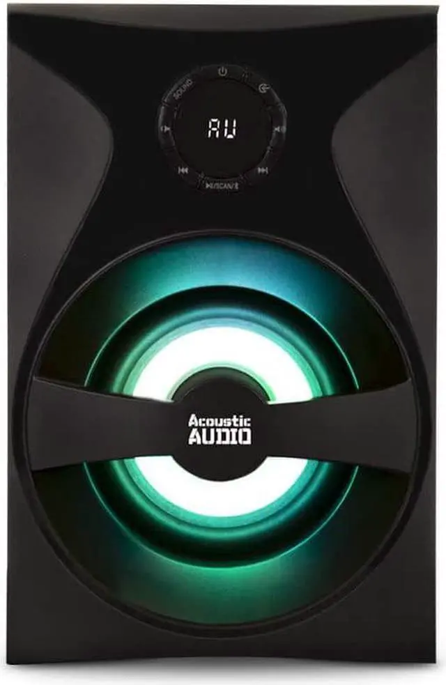 Alt view image 3 of 7 - Bluetooth 5.1 Surround Sound System with LED Light Display, FM Tuner, USB and SD Card Inputs - 6-Piece Home Theater Speaker Set, Includes Remote Control - AA5400 Black