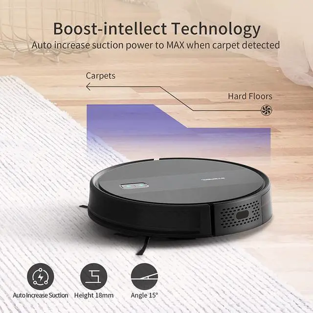 Alt view image 2 of 7 - Robot Vacuum Cleaner, Robot Vacuum with Mapping Technology, Automatic Robot Vacuum Cleaner,120 Mins Runtime,2600Pa Robot Vacuum Mapping, Alexa Compatible, Robot Vacuum for Pet Hair, Hard Floor