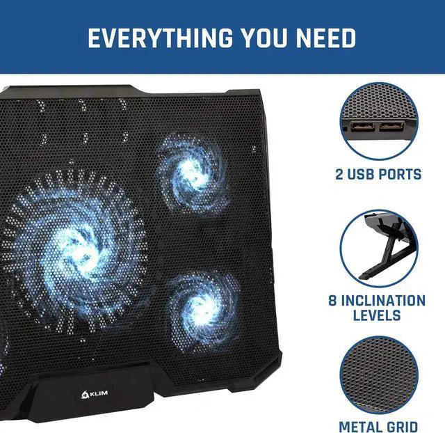 Alt view image 6 of 7 - KLIM Cyclone Laptop Cooling Pad  5 Fans Cooler  No More Overheating  Increase Your PC Performance and Life Expectancy  Ventilated Support for Laptop  Gaming Stand to Reduce Heating  White