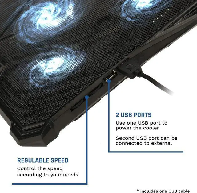 Alt view image 7 of 7 - KLIM Cyclone Laptop Cooling Pad  5 Fans Cooler  No More Overheating  Increase Your PC Performance and Life Expectancy  Ventilated Support for Laptop  Gaming Stand to Reduce Heating  White