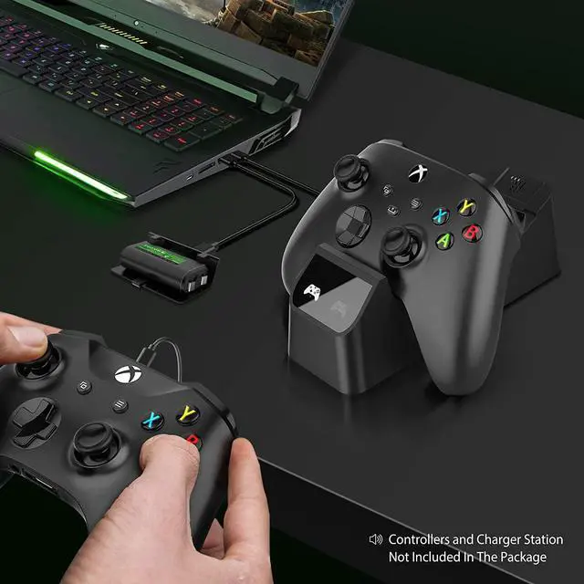 Alt view image 6 of 7 - 2 Pack Rechargeable Controller Battery Pack for Xbox One/Xbox Series X S with 4 Battery Cover Play and Charge Kit with Micro USB Charging Cable for Xbox 1 S/X/Elite Wireless Remote