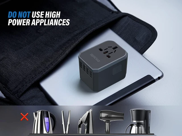 Alt view image 7 of 7 - Universal Travel Adapter One International Wall Charger AC Plug Adaptor with 5.6A Smart Power and 3.0A USB Type-C for USA EU UK AUS ( Grey )