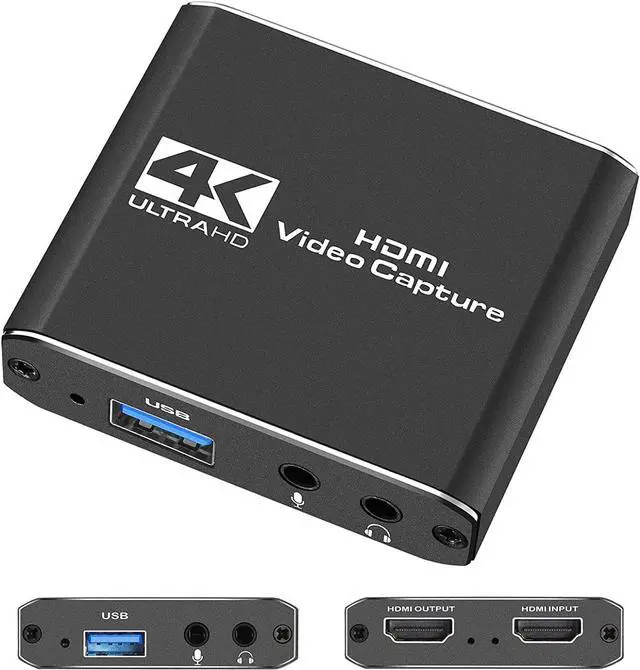 Main image of Capture Card, HDMI Audio Video Capture Card, 1080P 60FPS Video Recorder Capture Device Converter with Mic Input & Audio Output and 4K HD Loop-Out Work with Nintendo Switch/PS4/DSLR/OBS