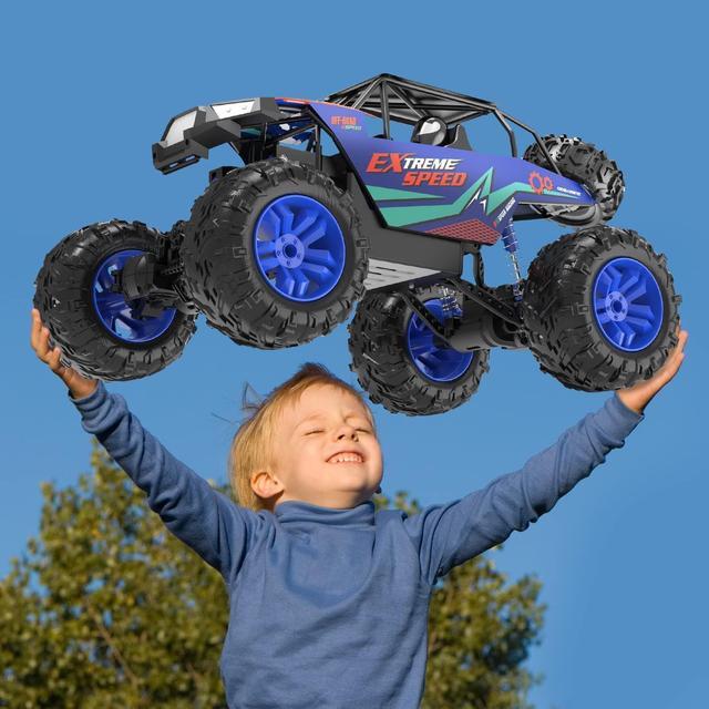 Alt view image 3 of 7 - DE60 Large 1:8 Scale Upgraded RC Cars Remote Control Car for Adults Boys,Off Road Monster Truck with Realistic Sound,2.4Ghz 4WD Rock Crawler Toy All Terrain Climbing,2 Batteries for 80 Min Play