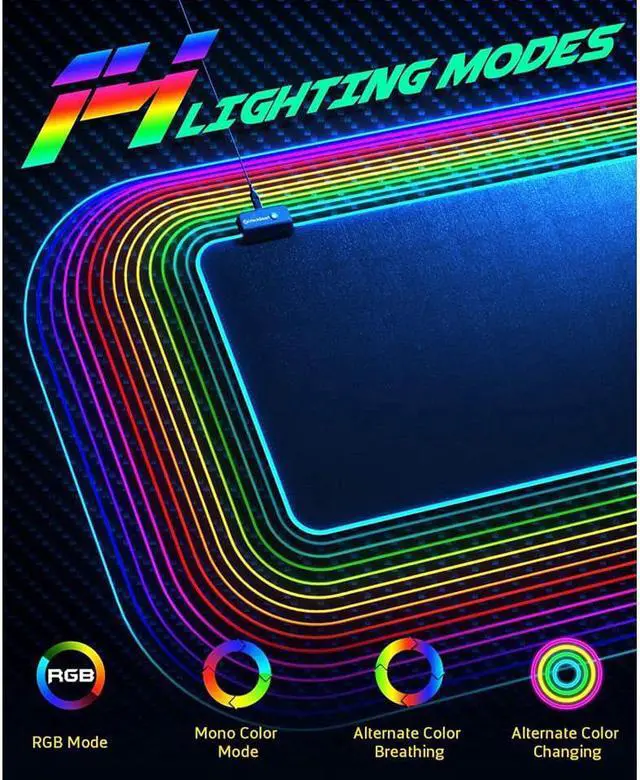 Alt view image 5 of 7 - RGB Gaming Mouse Pad, Large Extended Soft Led Mouse Pad with 14 Lighting Modes 2 Brightness Levels, Computer Keyboard Mousepads Mat 800 x 300mm / 31.5×11.8 inches