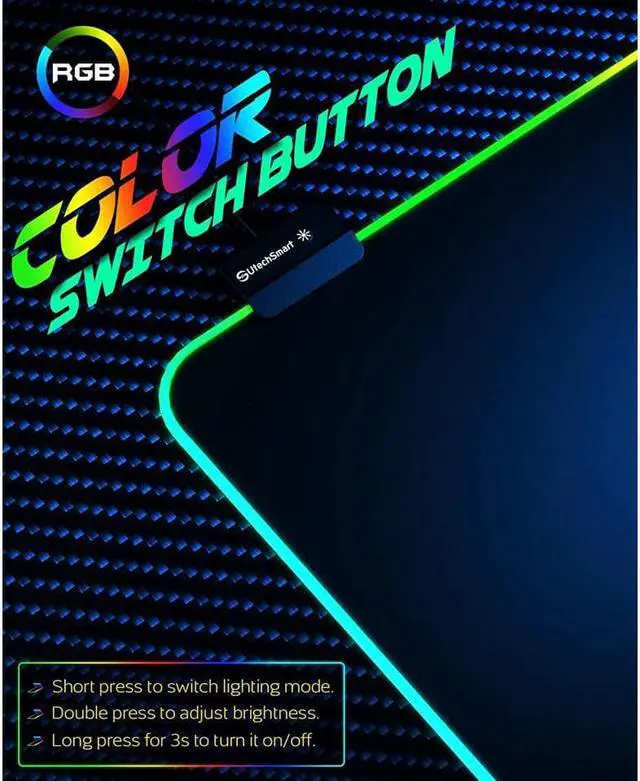 Alt view image 7 of 7 - RGB Gaming Mouse Pad, Large Extended Soft Led Mouse Pad with 14 Lighting Modes 2 Brightness Levels, Computer Keyboard Mousepads Mat 800 x 300mm / 31.5×11.8 inches