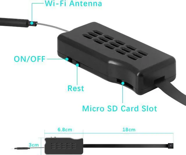 Alt view image 2 of 6 - Tiny Spy Camera WiFi Micro Pinhole Cameras 1080P HD Mini Modular Wireless Hidden Camera with External Battery, Live Cam for Security, Motion Detection CCTV Video Surveillance