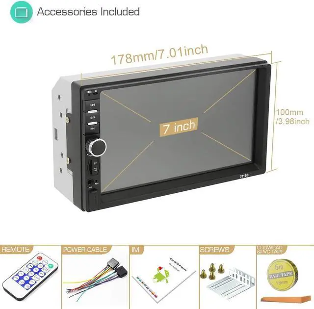 Alt view image 5 of 5 - Double Din Car Stereo in Dash, FM Receiver with Remote, Car MP5 Media Player with 7inch Digital Resistive Touch Screen,Bluetooth Car Audio Mirror Link Monitor for Android